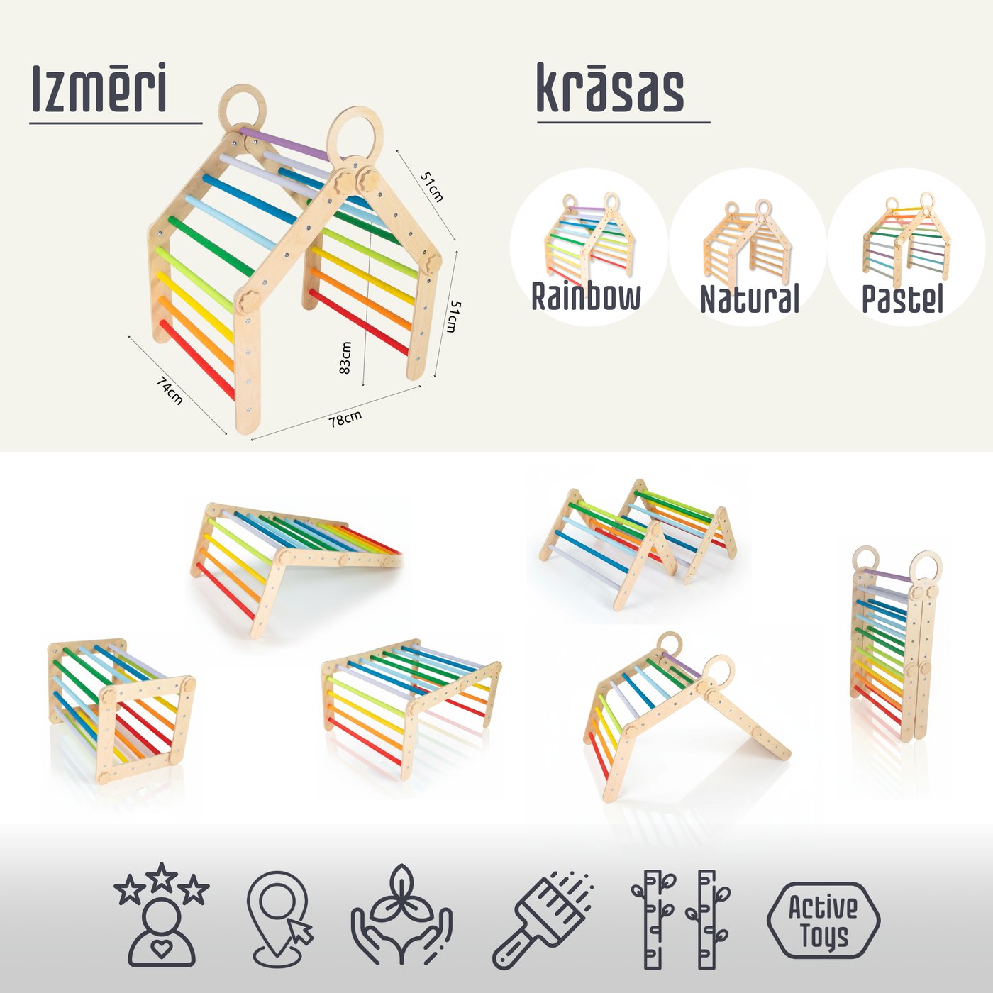 Atlaide - XL 2in1 Multi mājiņa + dēlis - dabīgie toņi